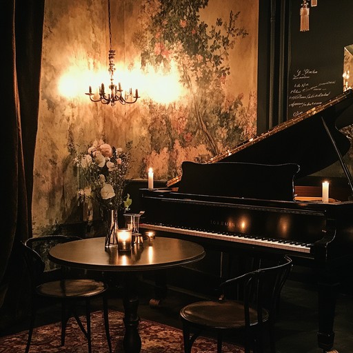 A sensual piano melody resonating in a moonlit parisian cabaret. This tune transports listeners to a cozy, intimate setting where the timeless charm of the eiffel tower serves as a backdrop. Gentle arpeggios and lush harmonies create an air of heartfelt romance and whispers of love, perfect for serene, reflective moments