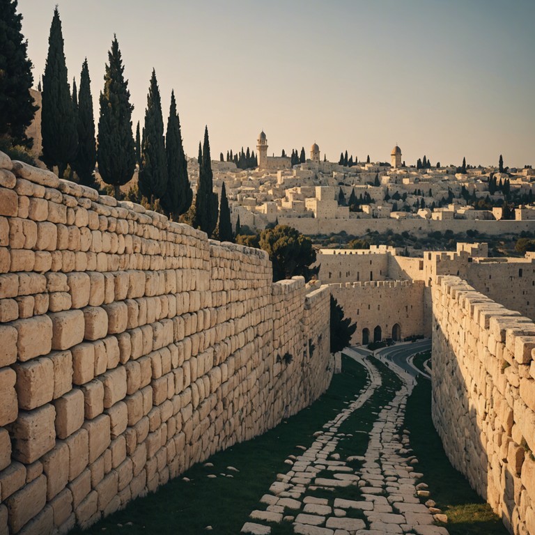 Drawing from the rich heritage of jewish music, this instrumental piece transports listeners to the serene streets of ancient jerusalem through gentle melodic expressions and soothing harmonies, encapsulating both the historical depth and the peaceful solitude of a city steeped in history.