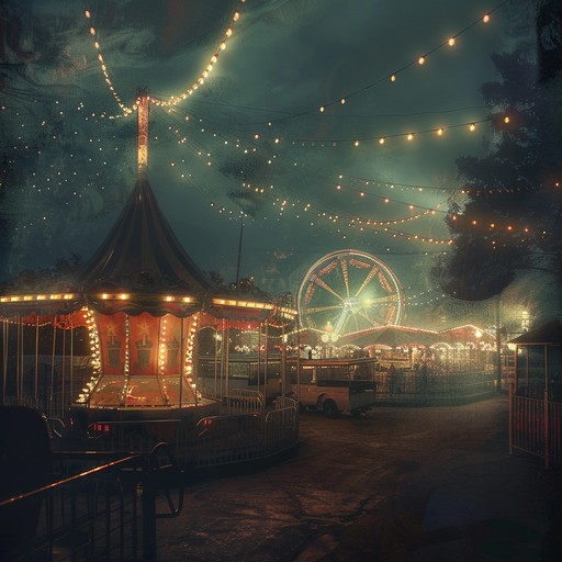 In a haunted carnival, eerie melodies drift through the twilight air. The whimsical piano dances among spectral whispers, balancing playfulness with an underlying sense of unease. Each note carries a shadow, inviting listeners to waltz with unseen spirits in an enchanting yet suspenseful embrace.