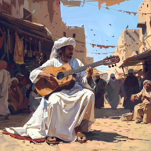 This lively instrumental track features spirited middle eastern rhythms and melodies inspired by the desert, offering listeners a vibrant and energetic experience. The combination of traditional instruments and upbeat tempo creates a festive atmosphere that transports listeners to a joyful celebration in a middle eastern desert village.