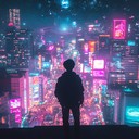 a dreamy synthwave soundscape evoking nocturnal neon city wanderings