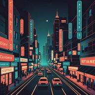 energetic beats, futuristic cityscape soundscape