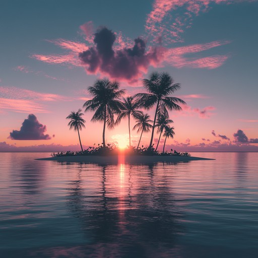 A serene instrumental track featuring gentle ocean sounds and melodic tropical instruments, offering a soothing auditory experience reminiscent of a quiet beach at sunset