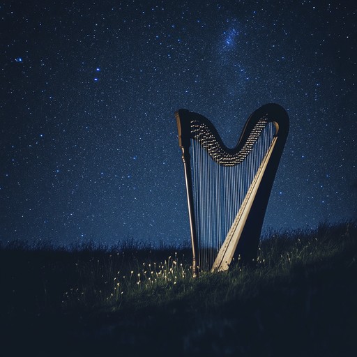 A soothing instrumental ballad featuring gentle harp melodies that flow gracefully through a serene night atmosphere. The music evokes images of a calm, moonlit landscape, inviting listeners into a peaceful and reflective state of mind, perfect for relaxation and introspection.