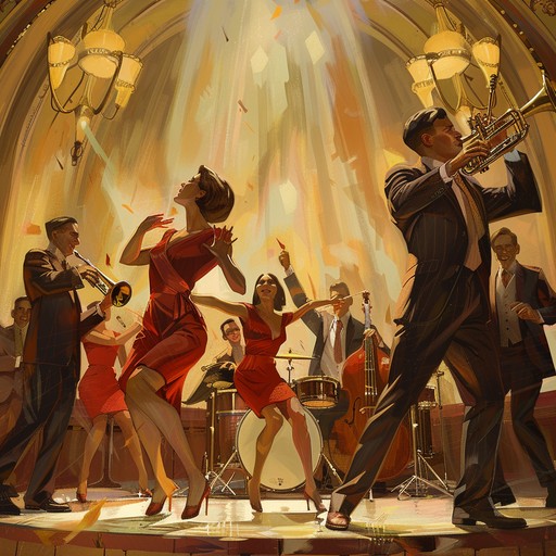 Picture a lively swing tune that captures the essence of freedom and liberation. Upbeat rhythms and vibrant melodies convey a sense of elation and triumph. This instrumental piece, driven by dynamic brass and swinging beats, effortlessly brings listeners back to a time of celebration and dancing. Perfect for evoking feelings of hope, joy, and exhilaration.