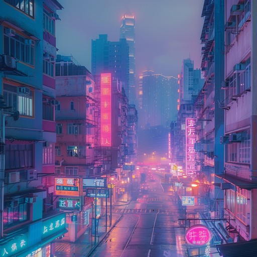 This track melds gentle futuristic ambiance with ethereal, soothing undertones, creating a serene cyberpunk vibe that transports the listener to a tranquil neon lit cityscape. Dreamy synths weave through the sonic textures, accompanied by subtle percussive elements and ambient pads, constructing an immersive soundscape that feels both futuristic and soothing