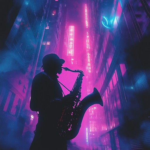 A dramatic instrumental jazz piece that captures the essence of a bustling metropolis at night. The music weaves through the vibrant energy and hidden stories beneath neon lit streets, with soulful saxophone melodies soaring over dynamic rhythms, creating an evocative and immersive experience.