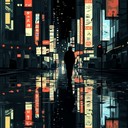 groovy cyberpunk rhythms pulsate in neon drenched cityscape