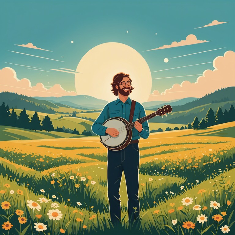 This track delivers a vibrant blend of joyous instrumentals to illuminate any day with sunshine vibes. It uses lively banjo riffs to infuse an atmosphere of glee and carefree spirits, creating a perfect accompaniment for sunny outdoor gatherings or cheerful road trips.