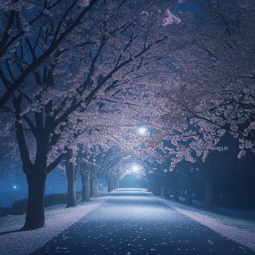 An enchanting instrumental that weaves soft, thrilling melodies with traditional japanese influences, evoking an evening walk beneath cherry blossoms.