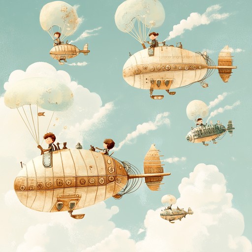 An energetic and uplifting instrumental piece that captures the excitement and boldness of children's steampunk airship races, blending whimsical melodies with driving rhythms to inspire adventure and imagination.