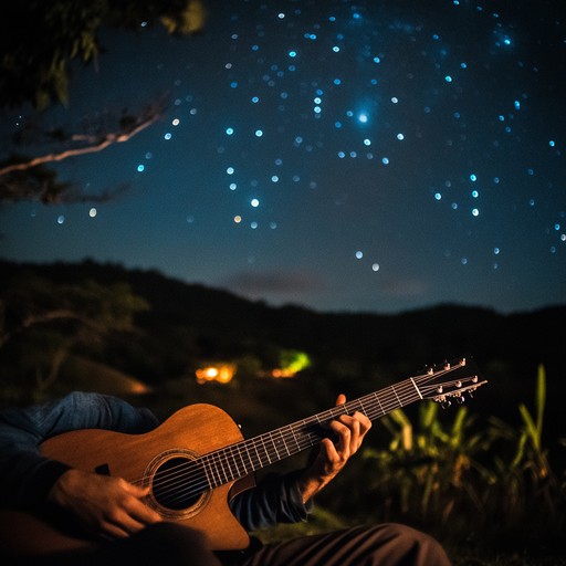 This track blends the mystical elements of ambient soundscapes with the heartfelt charm of sertanejo music. Picture a quiet night in the brazilian countryside, where the stars illuminate the vast blue canopy above. The acoustic guitar leads you through enchanting melodies, supported by rhythmic percussion and haunting background vocals. Gentle, yet full of wistful longing, it creates a serene yet emotional landscape.