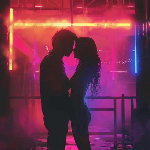 A captivating cyberpunk love track drenched in neon and electronic synths, bringing out the delicate romance in a chaotic, high tech world. Envision a love story unfolding amidst the towering skyscrapers and flickering neon signs as mechanical beats and soulful synths intertwine seamlessly.