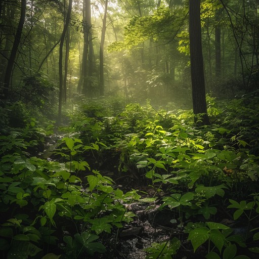 The track features a combination of gentle piano melodies interwoven with the soothing sounds of a forest at dawn. The music slowly builds a serene soundscape, ideal for relaxation or meditation. As birds sing softly in the background, the piano's deep, mellow tones mimic the tranquil flow of a forest stream, creating a peaceful auditory experience.