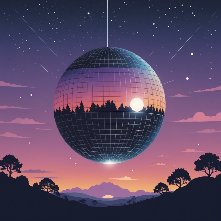 This composition fuses the essence of classic disco with new age serenity, enveloping the listener in a warm blanket of groovy yet peaceful melodies, perfect for a relaxed evening party.