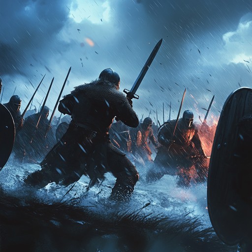 This instrumental track brings the battlefield to life with roaring drum rolls, aggressive orchestral strings, and powerful brass sections. An ideal soundtrack for intense action scenes, evoking the determination and ferocity of warriors facing their final battle. The music builds with suspense and intensity, leading to a dramatic, adrenaline pumping finale.