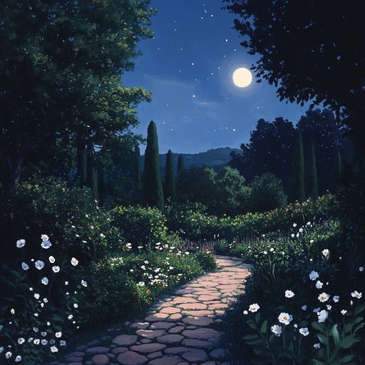 Soft, flowing piano pieces echoing the gentle whispers of a moonlit garden, creating an intimate and serene atmosphere perfect for a romantic summer evening. The music invokes a sense of closeness, warmth, and deep connection, making it an ideal background for love and affection.