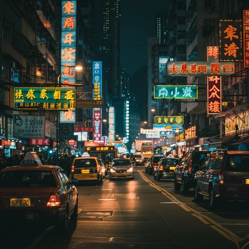 A track that captures the essence of a vibrant cityscape at night, with pulsating rhythms and a touch of neon lit mystery, perfect for late night drives or urban adventures.