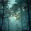 whispering magical forests with distant, haunting echoes and whispers