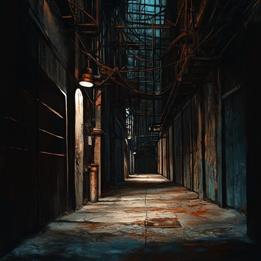 An instrumental track that combines the aggressive energy of rap metal with eerie atmospherics, creating a haunting soundscape that evokes images of abandoned urban environments at night.