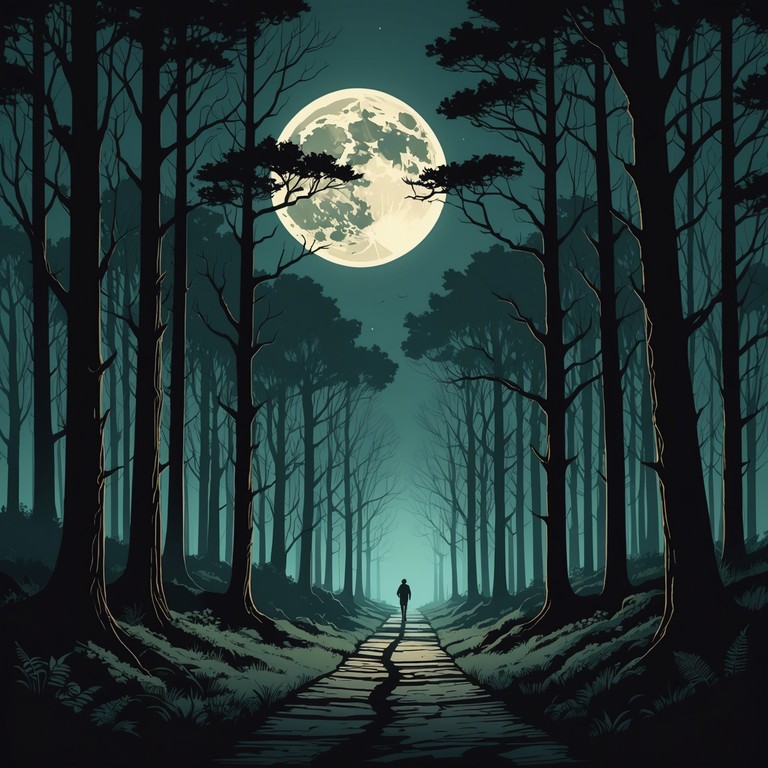 A haunting downtempo track that evokes the stillness and mysteries of a dark night, with subtle turns and a lurking bass that pulls you into the deep. It's imbued with a sense of caution and intrigue, like walking alone on a foggy path with silhouettes moving in the background