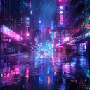 melancholic synth melodies in a futuristic cyberpunk atmosphere