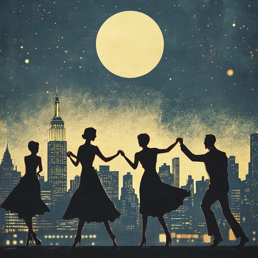 Picture a vibrant cityscape at night, where the lights twinkle and the air is filled with the lively beats of a swing band. The groovy, catchy saxophone melodies invite everyone to join the dance floor, creating an atmosphere of joy and excitement