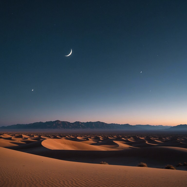 A hauntingly beautiful composition that captures the vast, mystical essence of the desert at twilight. Sudaria, a traditional middle eastern flute, is used to weave a captivating melody that mirrors the surreal and introspective beauty of an endless sandy landscape shifting under a crescent moon. The song gradually builds a complex layer of sounds, evoking feelings of solitude and wonder, as it transports listeners to a tranquil yet vibrant oasis of the mind.