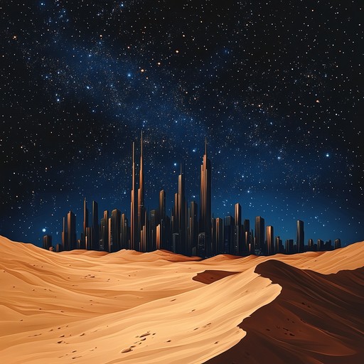 A captivating fusion of traditional oud melodies intertwined with modern electronic beats, crafting a hypnotic and adventurous instrumental journey through desert landscapes