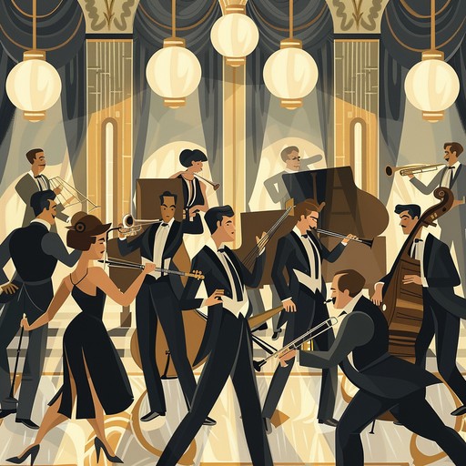 Set the stage for an exhilarating night with this big band number, overflowing with the rhythm and soul of the roaring twenties. Imagine dancers in flapper attire swaying to the dynamic beats produced by punchy brass, sparkling piano notes, and a lively rhythm section.