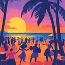 a vibrant calypso tune capturing tropical sunset's lively dance