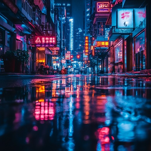 A lush instrumental chill edm song featuring mellow synths, gentle rhythms, and ambient textures that evoke a peaceful nocturnal atmosphere in a serene urban landscape.