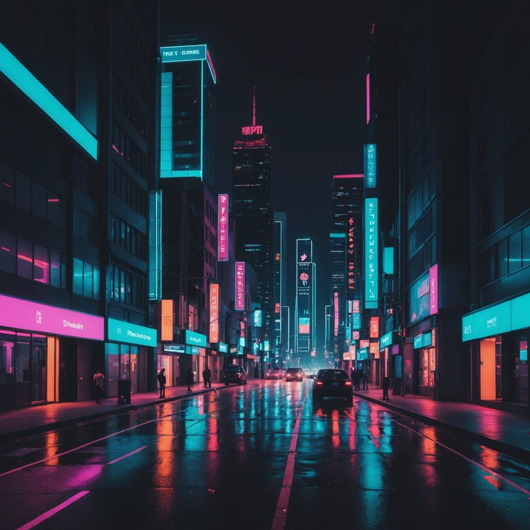 This track combines a tense, jittery atmosphere with the vibrant energy of new wave synths, crafting a soundscape that's both nostalgic and forward looking. The central theme revolves around the anxious, pulsing rhythm that mimics the frenetic pace of city life at night, illuminated by the glow of neon lights.