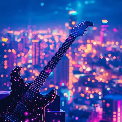 An instrumental glam rock track that captures the allure and excitement of a romantic rendezvous at midnight in the city, featuring dynamic guitar melodies and vibrant rhythms.