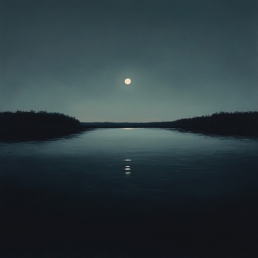 In this composition, somber melodies and haunting echoes reflect a scene of a tranquil yet mysteriously dark waterscape. The music encapsulates the sense of eerie calmness with a touch of ominous foreboding that surrounds the still, shadow cloaked waters.