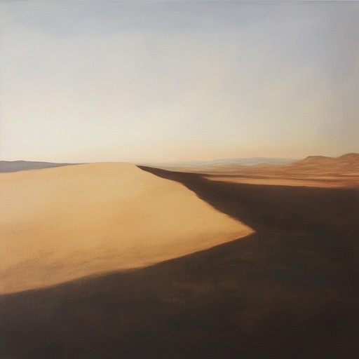 Imagine a music piece that encapsulates the sound of wind blowing across a vast, barren desert. The melody is both enchanting and eerie, capturing the loneliness and mysticism of the desert landscape.