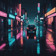 urban scene, nightfall musings, ambient beats.