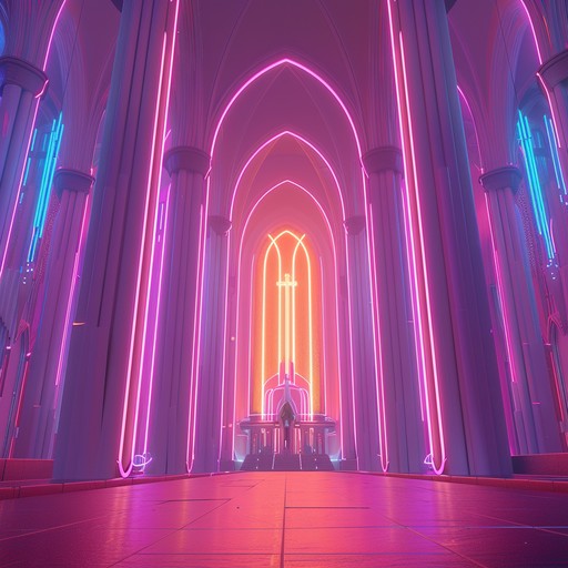 Envision a futuristic cathedral illuminated by neon lights, where synth bells and driving bass lines echo through towering robotic statues. This piece sways between haunting serenity and intense drama, with eerie arpeggios building to thunderous crescendos, creating an evocative atmosphere of cold beauty and looming tension.