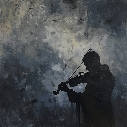 A dark orchestral piece featuring haunting violins and dynamic percussions, oscillating between moments of eerie silence and powerful crescendos, perfect for high tension scenes