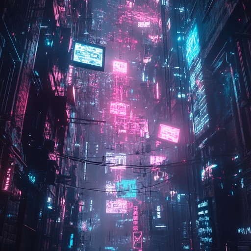 Experience a dystopian future with pulsating basslines, glitchy beats, and chaotic, futuristic synths. This track embodies the high energy, disorderly essence of a cyberpunk cityscape, merging intense rhythms with glitchy textures.