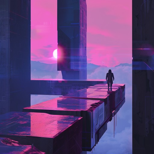 Imagine a cityscape bathed in the early light of a virtual sunrise, with layers of synthesizers that build a sense of emerging from a digital night into a cybernetic dawn. Synced rhythms depict the bustling activity of an awakening smart city.