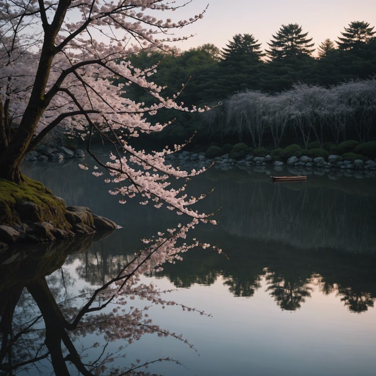 This haunting track captures the essence of wistful longing as each note from the koto strings weaves through an emotive soundscape, reminiscent of gazing at cherry blossoms fluttering silently under a pastel sky. Small touches of synthesized sound enhance the dreamy feeling, painting a delicate picture of springtime in japan, stirring up emotions linked with distant memories and gentle heartache