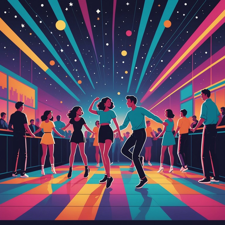 Capture the feeling of dancing rebelliously under a spectacular moonlit night, with vibrant bass and beats that resonate with the spirit of freedom and funky disco choreography.