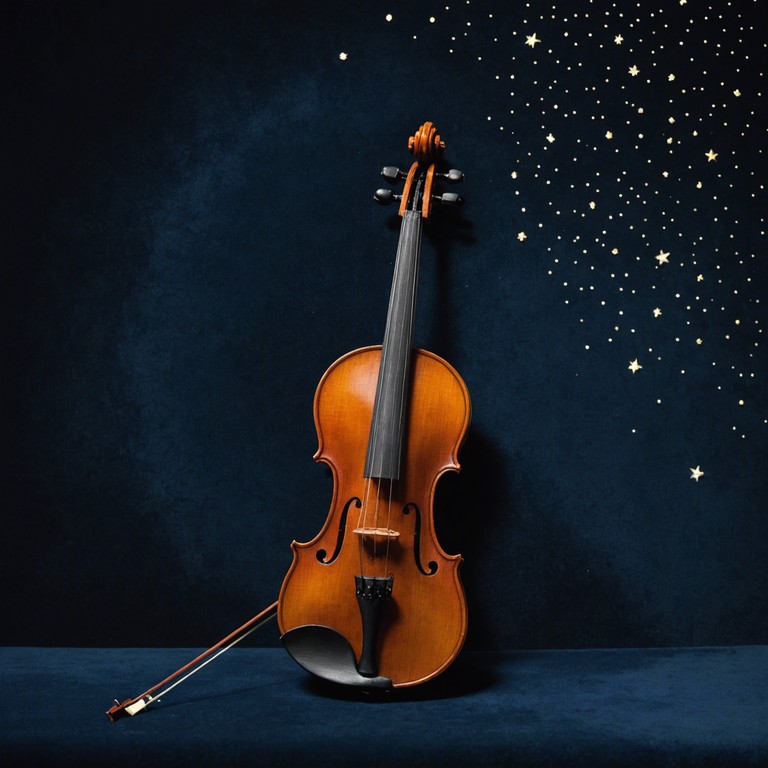 Imagine a tranquil evening where the cosmos itself seems to pause and listen to the tender sounds of a solo violin, weaving through the night with a sensual and captivating melody. The piece embodies the serenity and intimate ambiance of a quiet, star filled night.