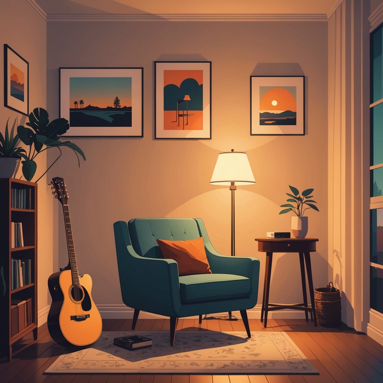 Imagine a cozy, dimly lit room. The soft tones of a classical guitar gently echo against the aged wooden walls. This instrumental is meant to evoke a sense of introspection and warmth, as if you're curling up with your thoughts on a peaceful night.