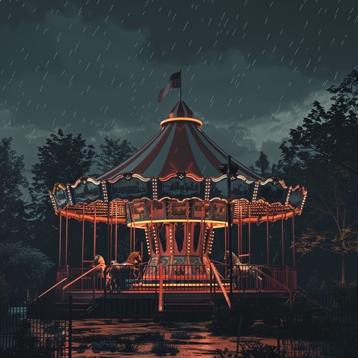 The haunting melody of a pipe organ intertwines with the ghostly whispers of a music box, creating an unsettling atmosphere reminiscent of a long-forgotten carnival ride. The steady rhythm of a drum machine keeps time like the creaking gears of a derelict carousel, while dissonant guitar chords and ominous synthesizer pads weave a tapestry of unease. As the song progresses, the tempo gradually increases, mimicking the spinning of an otherworldly merry-go-round, until it reaches a chilling climax before fading into an unnerving silence.