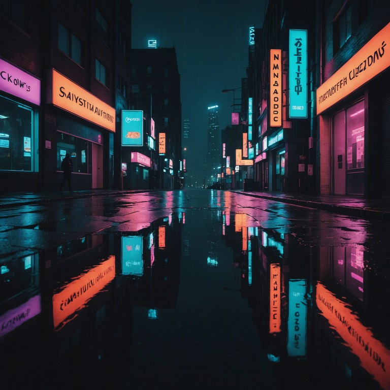 In a cyberpunk cityscape where the neon lights flicker against a backdrop of endless digital rain, haunting melodies resonate, echoing the stories of forgotten dreams and digital ghosts. This track captures the essence of a dystopian world where technology intertwines with human emotion, featuring ghostly synth sounds that evoke a sense of eerie desolation and mysterious depths.