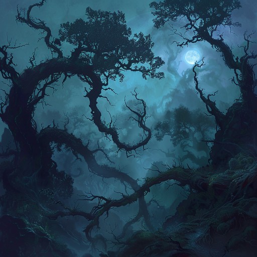 This piece utilizes eerie strings, ghostly winds, and suspenseful percussion to paint an auditory picture of a dark forest filled with spectral presences, invoking a sense of menace and unease.