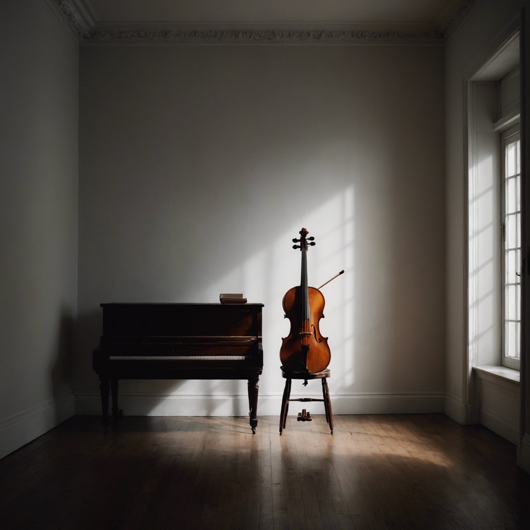 This composition uses a solo violin to explore the depths of solitude and introspective sorrow, where each note reflects a whisper of the soul's darker corners. The music slowly builds in intensity, depicting an internal struggle and eventual acceptance of solitude.