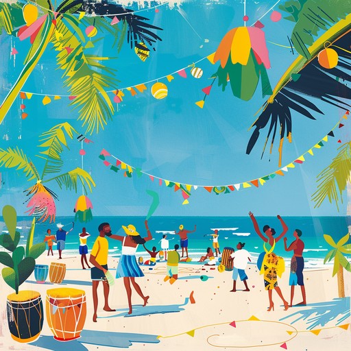 An exciting, upbeat instrumental track that infuses tropical island rhythms with vibrant festive elements. Ideal for holiday celebrations filled with dancing, joy, and lively gatherings. Perfect for invoking a beach party atmosphere.